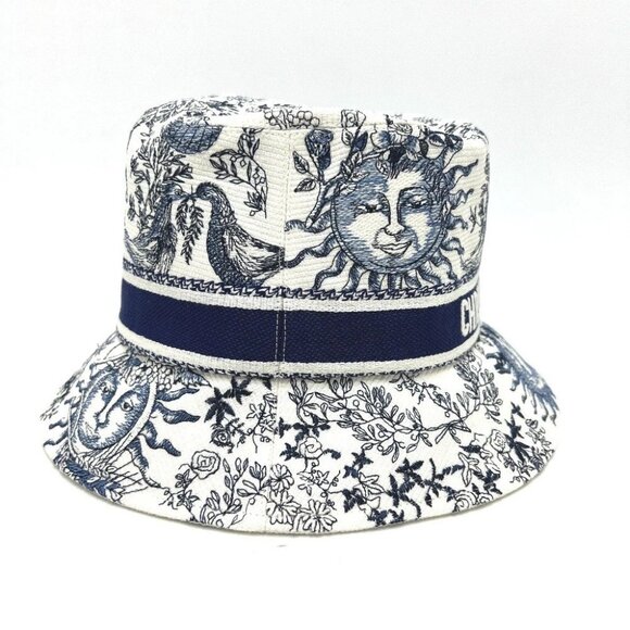Dior 42TFS923X131 D-BOBBY Embroidered logo jacquard Hat Canvas White/Navy main image 9